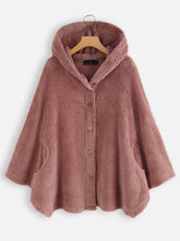 Plus size Hooded plush cardigan oversized long-sleeved coat Sai Feel